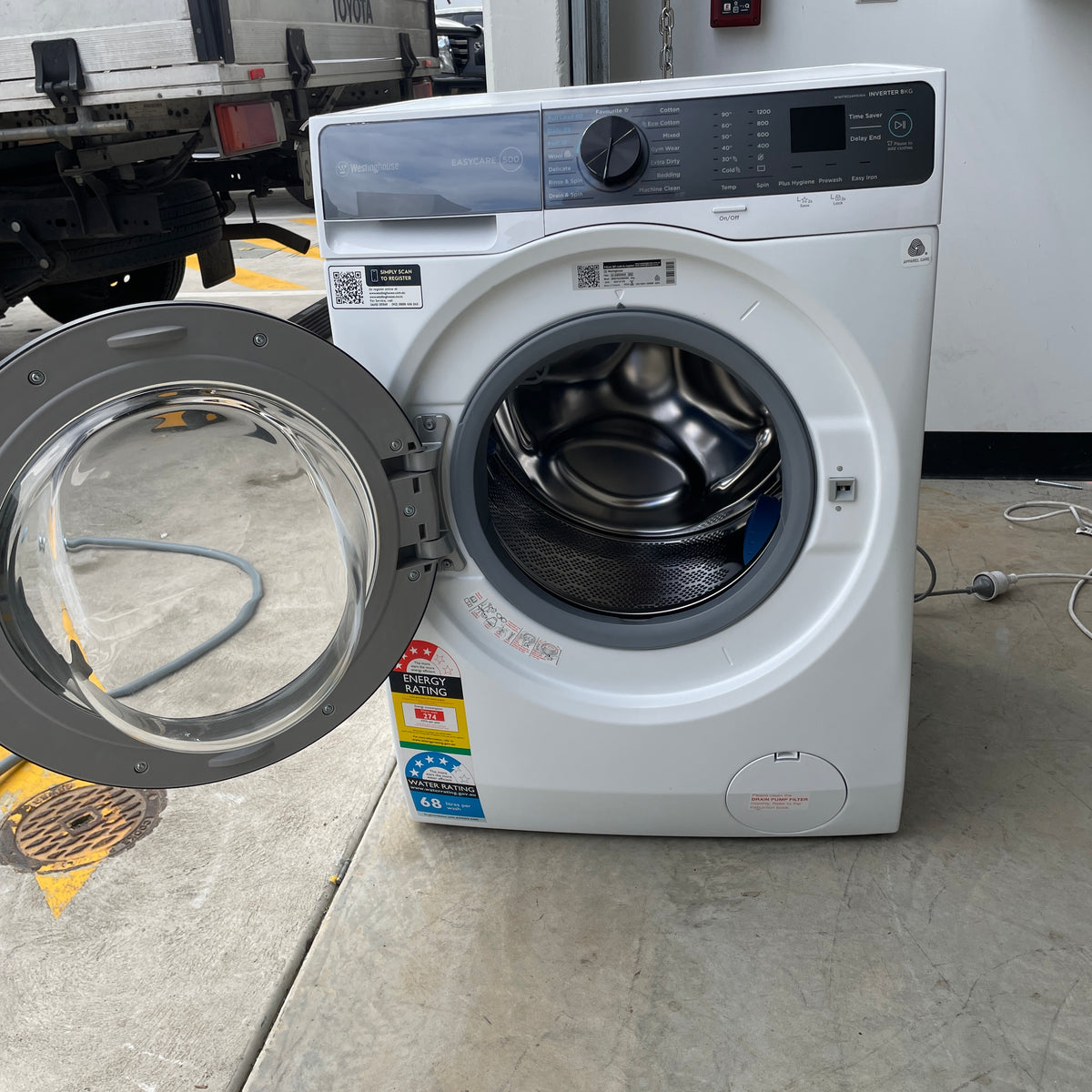 Westinghouse 8kg Front Load Washing Machine WWF8024M5WA – Inverter Motor, Plus Hygiene & 1200 RPM | Refurbished