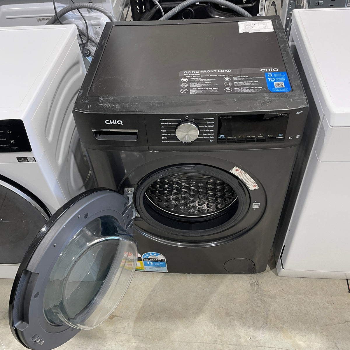 CHiQ 8.5kg Front Load Washing Machine WFL85PL48G1 – Gunmetal Black, 1400 RPM Inverter Refurbished