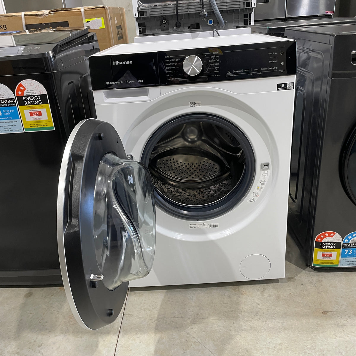 Hisense 10kg Front Load Washing Machine HWFS1015E – 1500 RPM, Steam Wash & 5-Star Energy Rating Refurbished