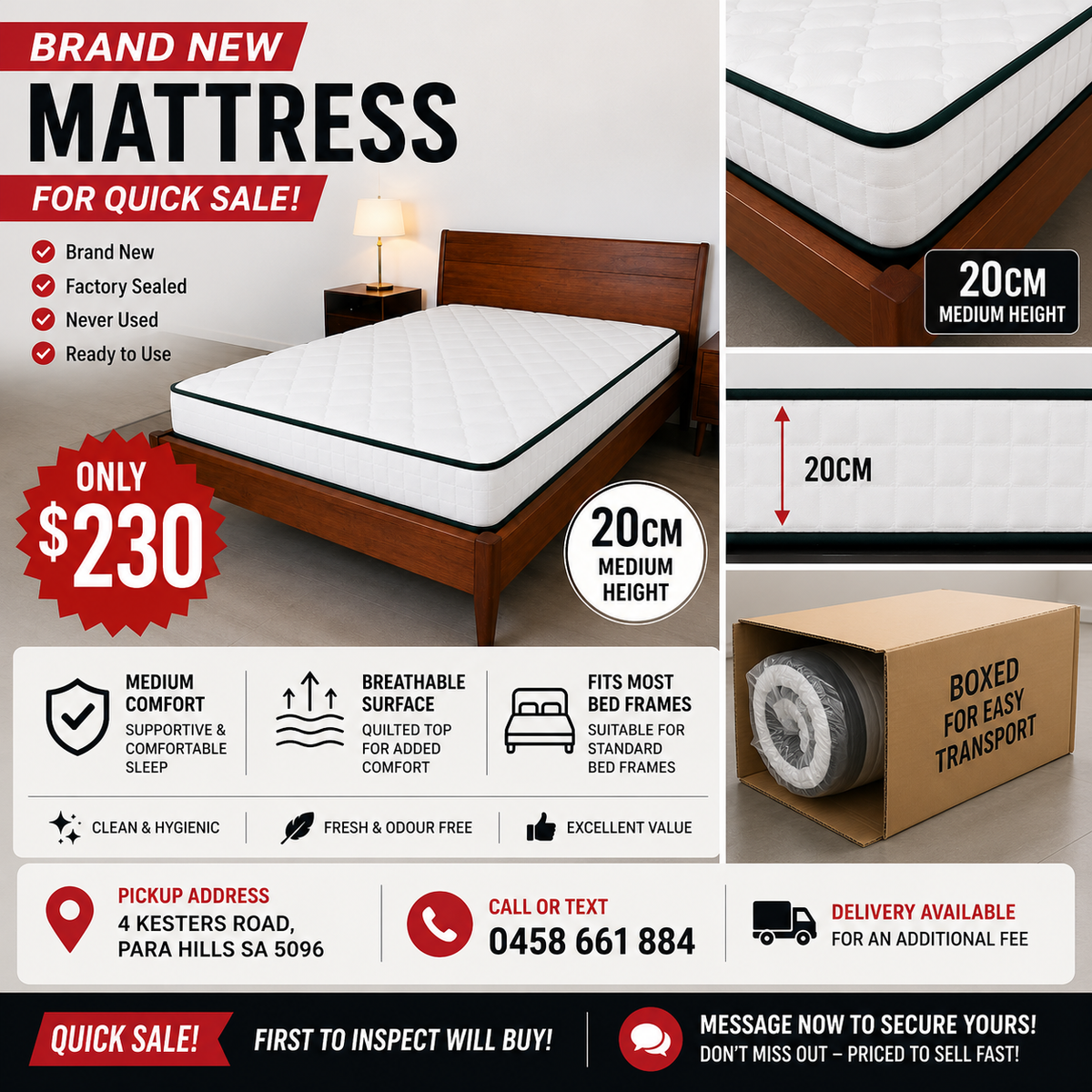 Brand New Boxed Mattress – 20cm Medium-Firm | image 2
