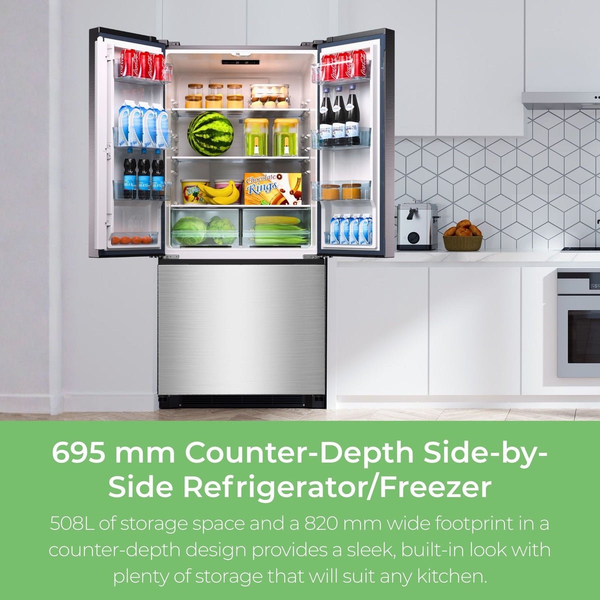 Kenmore 510 L French Door Refrigerator, Stainless Steel, Adjustable Glass Shelves, Quiet Energy-Efficient Inverter Compressor, Frost-Free Freezer, Energy Star Certified image 2