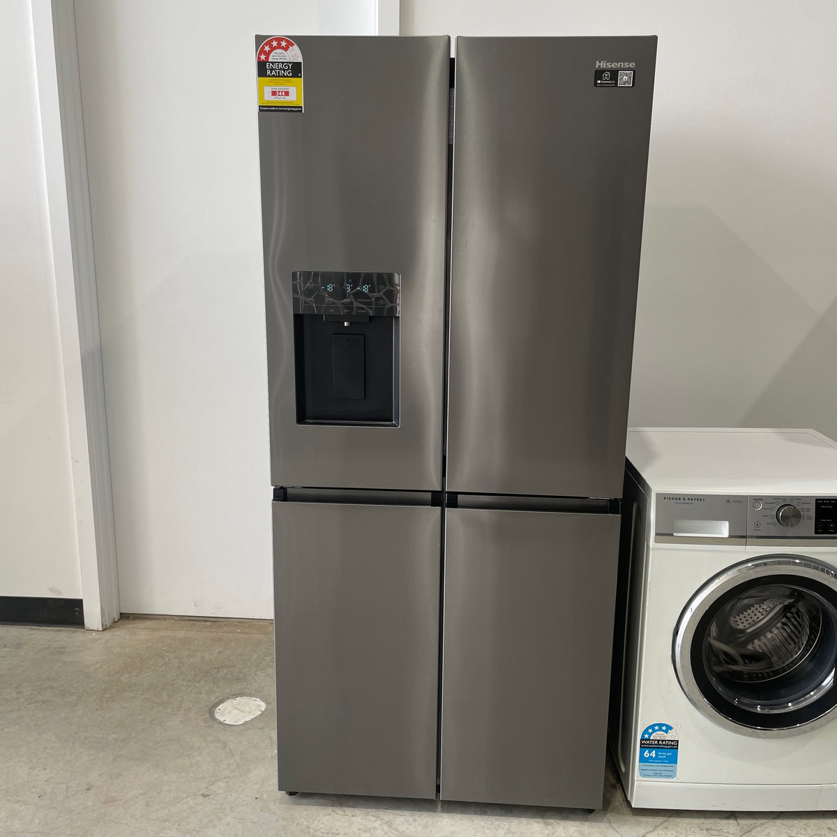 Hisense HRCD483TBW 483L French Door Fridge with Water Dispenser – Black, 4.5 Star Energy Rating
