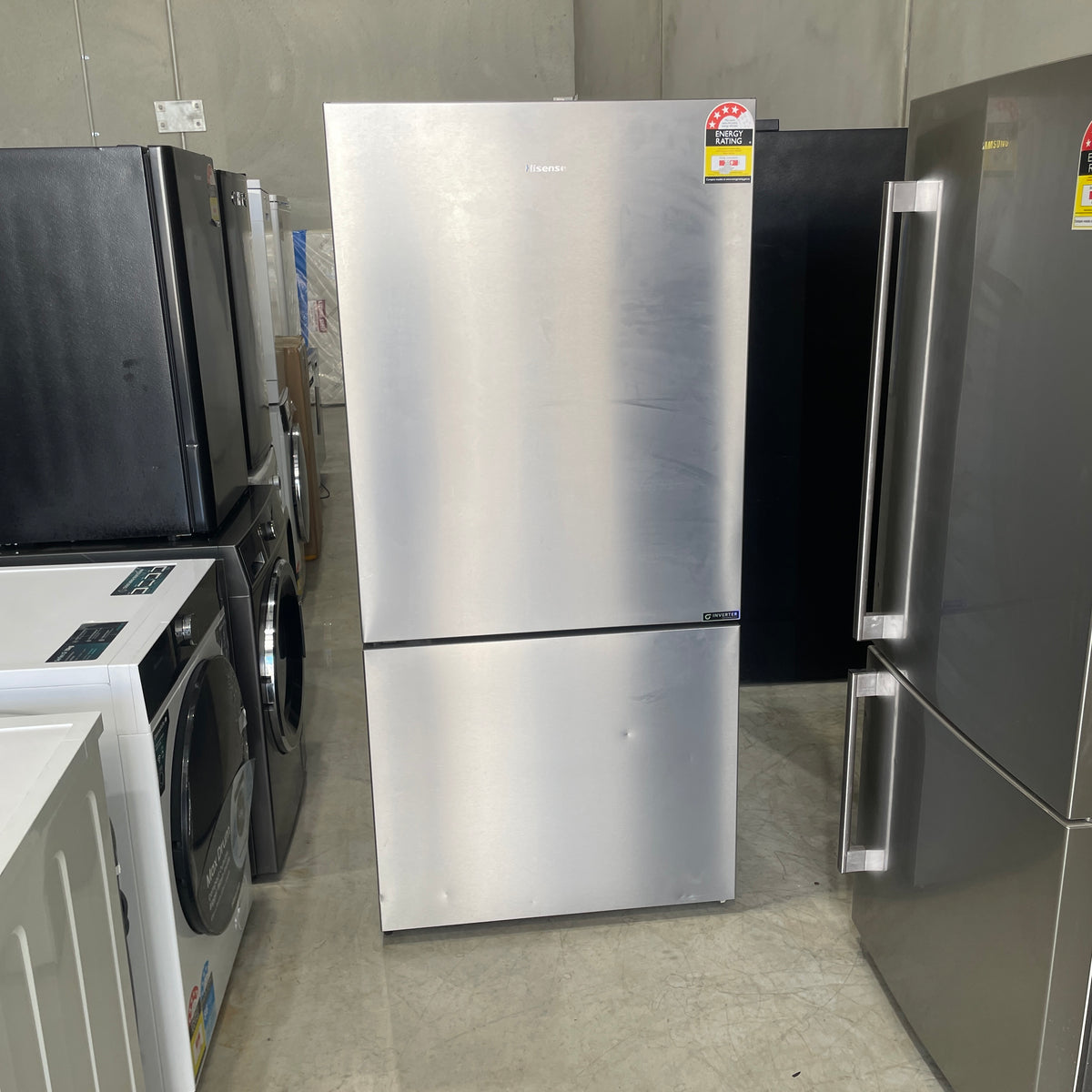 Hisense HRBM503S 503L Bottom Mount Fridge – Silver, 4.5-Star Energy Rating | Factory Second