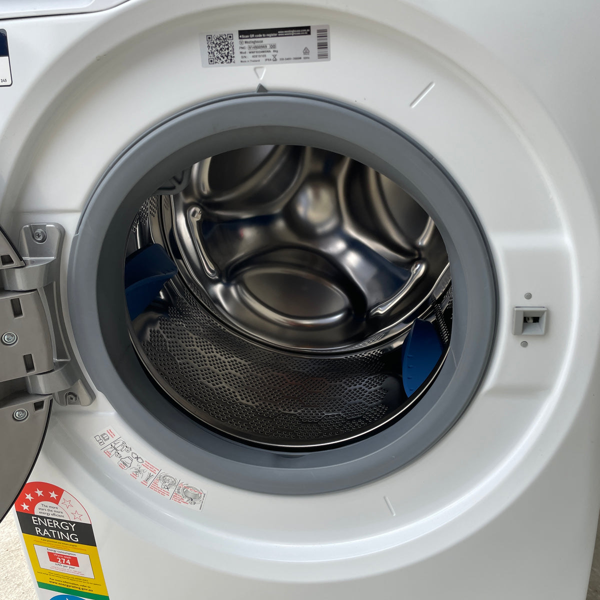 Westinghouse 8kg Front Load Washing Machine WWF8024M5WA – Inverter Motor, Plus Hygiene & 1200 RPM | Refurbished