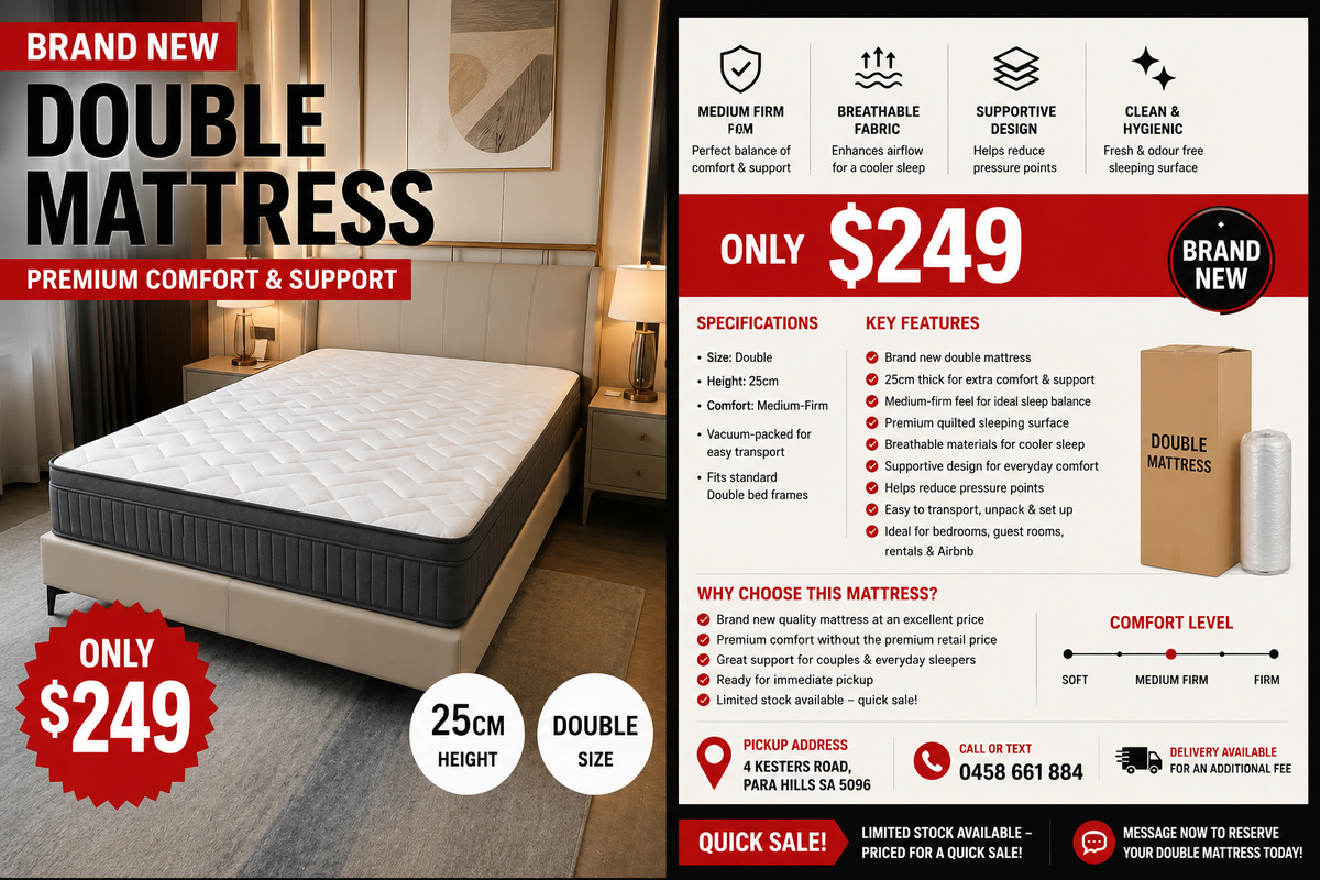 BRAND NEW Double Mattress 25cm Height – Boxed &amp; Ready image 1